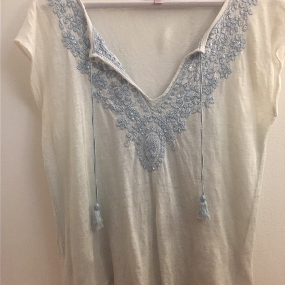 Linen Calypso shirt w beading and sequins - Picture 3 of 4
